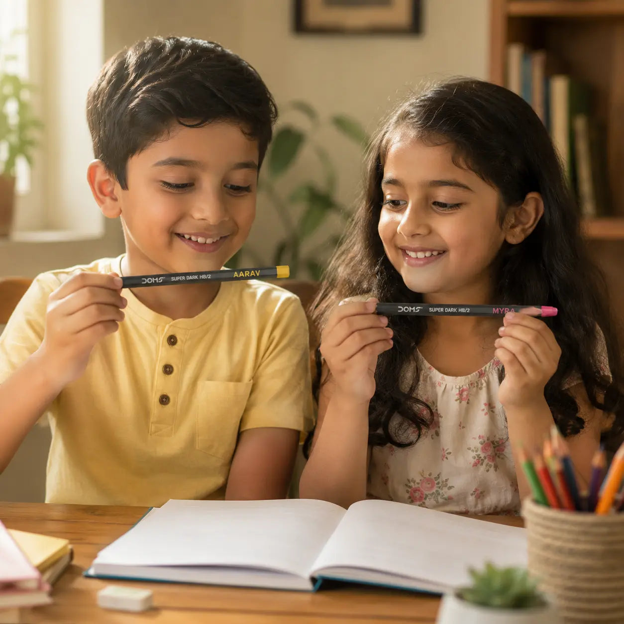 Personalized Pencils for 2 Kids — Siblings Pack (2 Boxes, 20 Pencils)